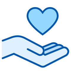 Cartoon hand with love heart