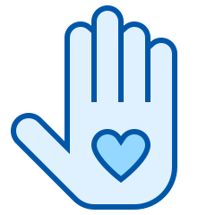 Cartoon hand with love heart